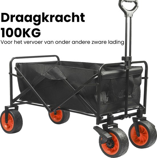 Niceey Bolderkar - Buitenspeelgoed - Opvouwbaar - 100KG Draagkracht - 96L - Inklapbare Bolderwagen/Transportwagen - 2 Standen - Wasbaar Polyester - 98x50cm - Zwart van Niceey. — afbeelding 3
