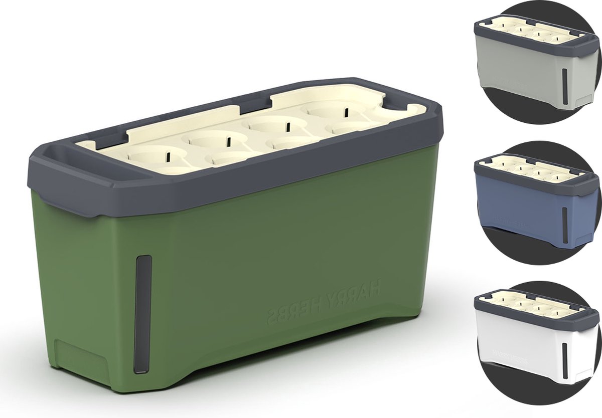 Gusta Garden - Harry Herbs - Slimme kruidenpot met bewateringssysteem - Donkergroen - Kruidenbak - Kweekbak - Plantenbak