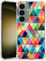 Smartphone Hoesje met foto Geschikt voor Samsung Galaxy S24 Telefoon Hoesje met doorzichtige rand Geruit