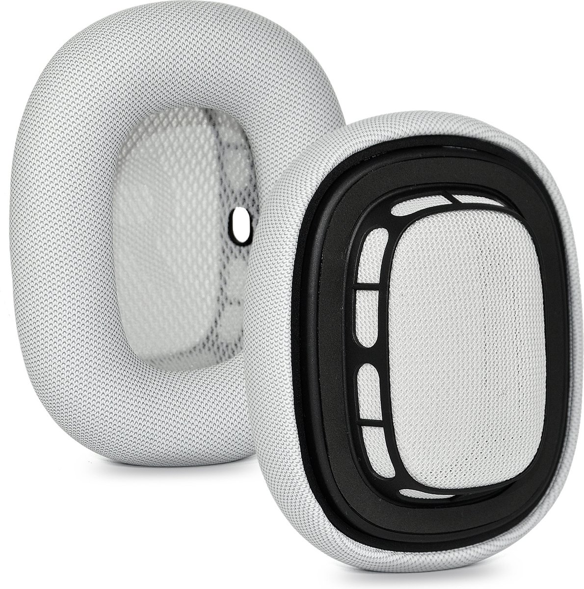 Lederen Koptelefoon Oorkussens Geschikt voor Apple Airpods Max – Memory Foam Earpads Set – Zilver (Wit)