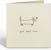 The Card Company - Wenskaart 'Get Well Dog Cone' (Dubbel)