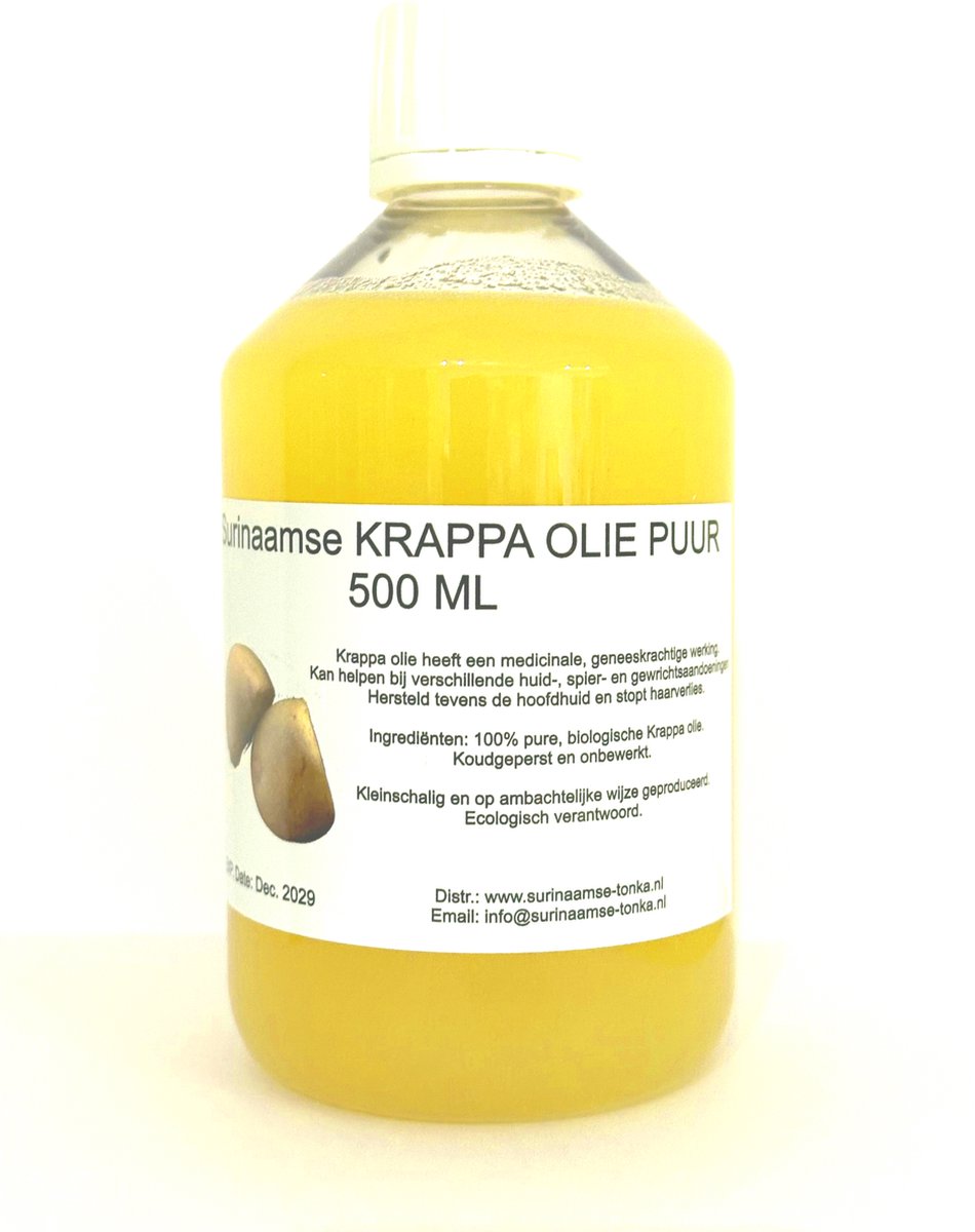 Krappa Olie Puur vloeibaar 500 ML Suriname - Voordeelverpakking - koudgeperst & onbewerkt