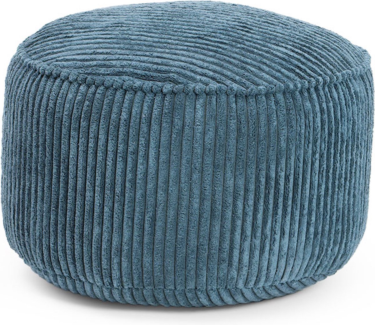 Lumaland zitzak poef van corduroy | Compacte 50L gaming poef met 3-in-1-functie: comfortabele kruk, handig tafeltje en stijlvolle voetenbank voor binnenshuis | Ø 25 x 45 cm - Marineblauw