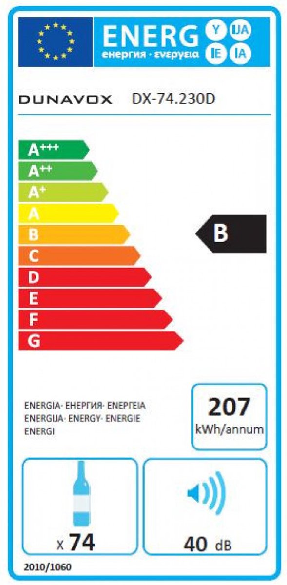 Dunavox Inbouw Wijnkoelkast 2 Temperatuurzones voor 74 - afbeelding 2