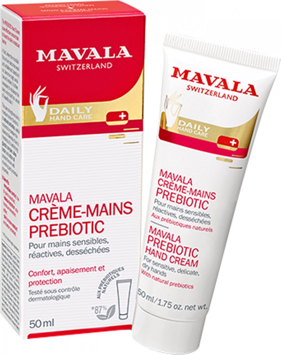 Mavala Prebiotic Hand Cream 50 ml - Intens Hydraterende Handcrème Met Prebiotisch Complex - Versterkt Huidbarrière En Microbioom - Met Shea Butter, Katoenolie En Vitamine E - Verzacht Droge, Gevoelige Handen En Beschermt Tegen Uitdroging