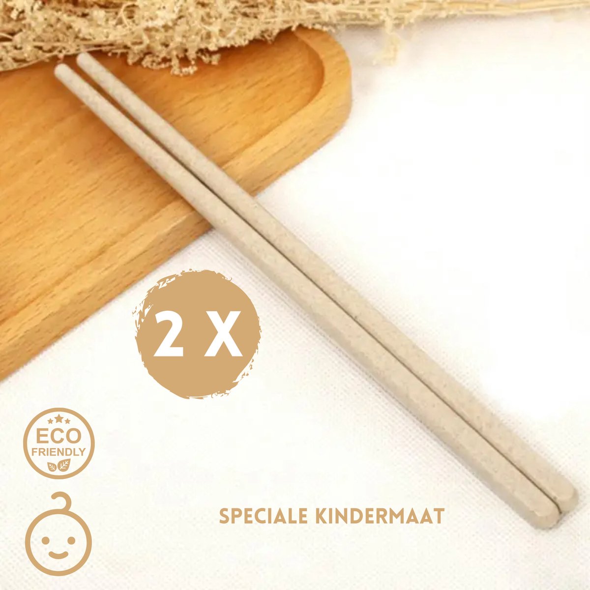 Kinder Eetstokjes - 2 Paar - 15cm - Herbruikbare Chopsticks - Sushistokjes - Vaatwasserbesendig - Gemaakt van duurzaam Tarwevezel - Merkloos