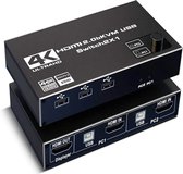 DrPhone AM2 HDMI KVM Switch Box 2-poorts 4K@60Hz - HDMI 2.0b - HDCP 2.2 - HDR10 / 3D - 3x USB 2.0 - 2 Pc’s delen met slechts één set muis en toetsenbord & één HD-monitor