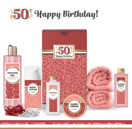 Geschenkset 50 Jaar Happy Birthday 7 Producten 650 Gram geschenkset-50-jaar-happy-birthday-7-producten-650-gram