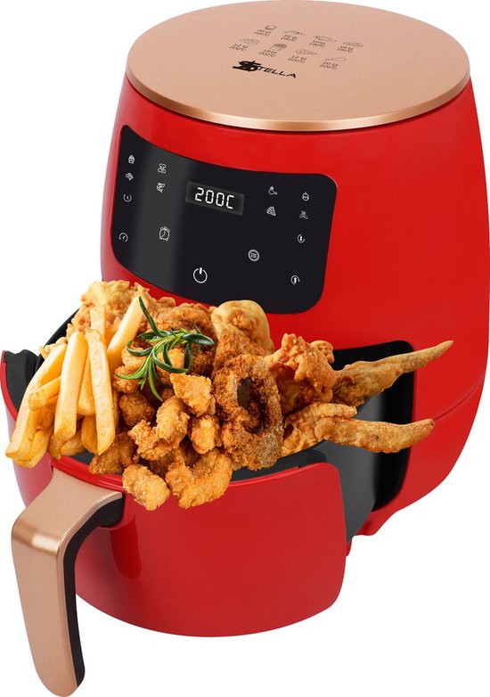Stella Airfryer 4.5L Rood 1400W Digitale Heteluchtfriteuse - Stella - €49,95