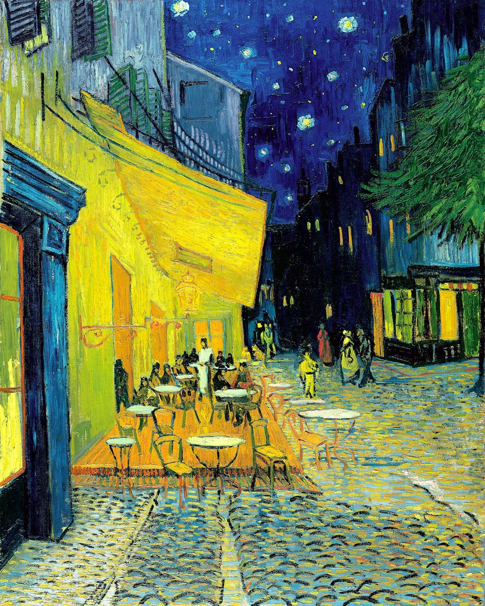 karo-art Poster - Vincent van Gogh, Terras van een cafe, Premium Print Multikleur