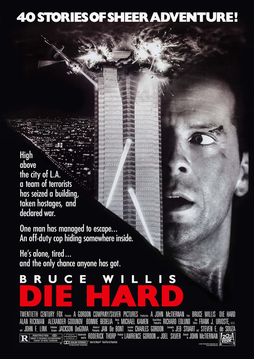 karo-art Poster - Bruce Willis - Die Hard, Originele Filmposter, Premium Print, Professioneel Fotopapier Multikleur