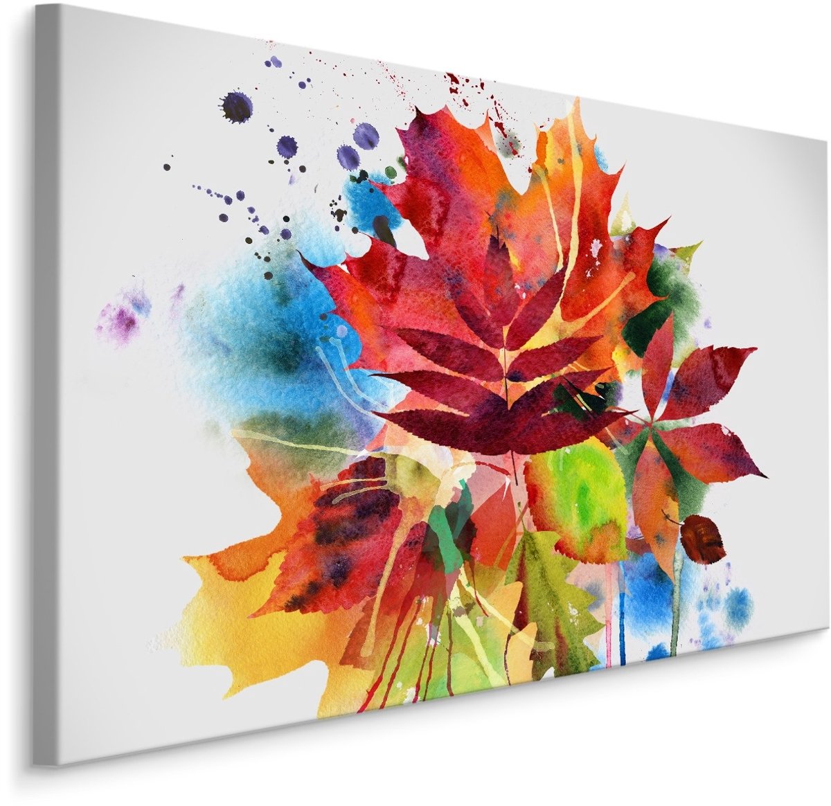 karo-art Schilderij - Herfst bladeren in waterverf (print op canvas), premium print Multikleur