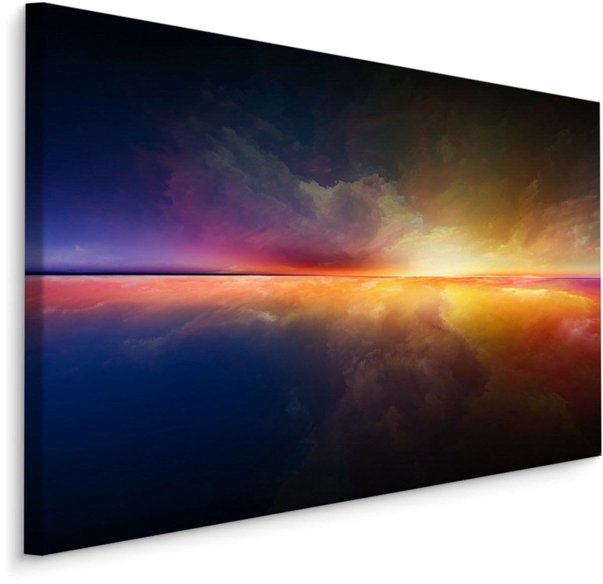 karo-art Schilderij - De Horizon, Abstract, Print op Canvas, Premium Print Multikleur