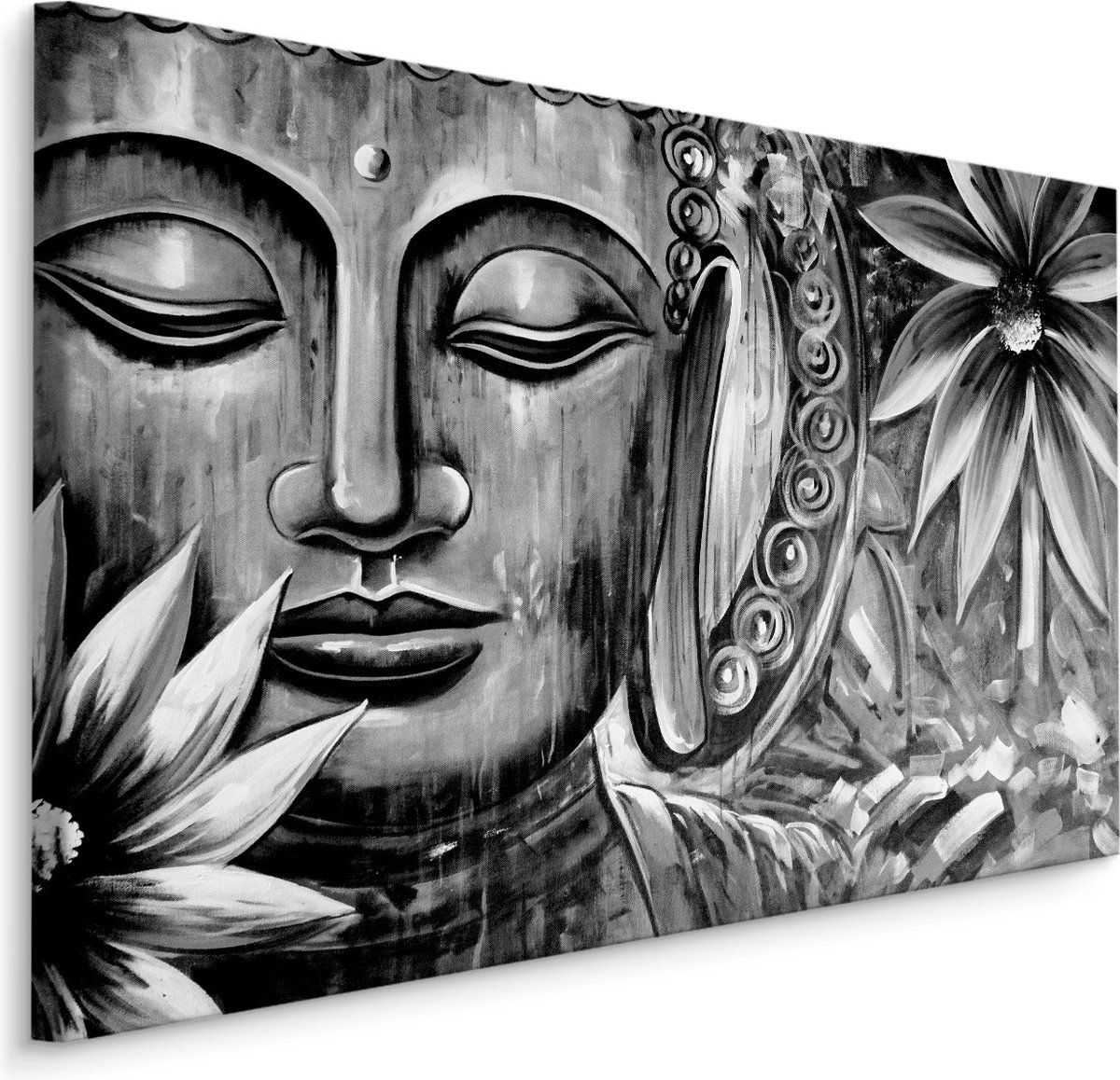 karo-art Schilderij - Boeddha en Meditatie, zwart/wit, Premium Print Multikleur