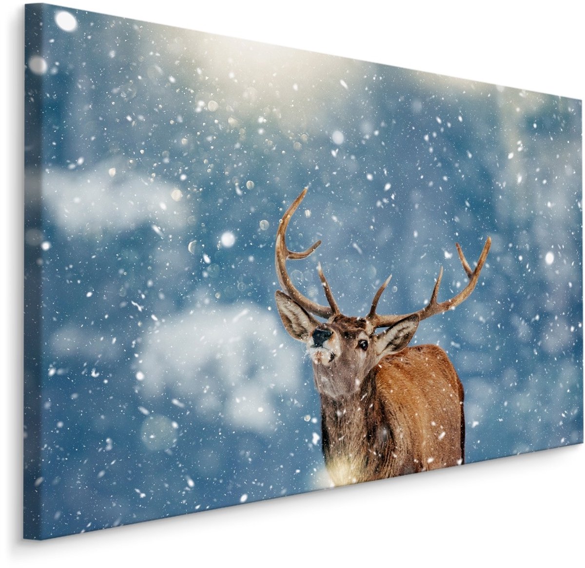 karo-art Schilderij - Hert in de Sneeuw, 5 maten, Premium Print Multikleur