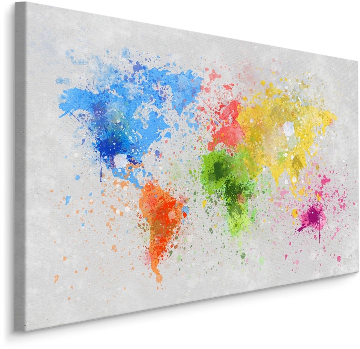 karo-art Schilderij - De wereld in Waterverf, Wereldkaart, premium Print Multikleur
