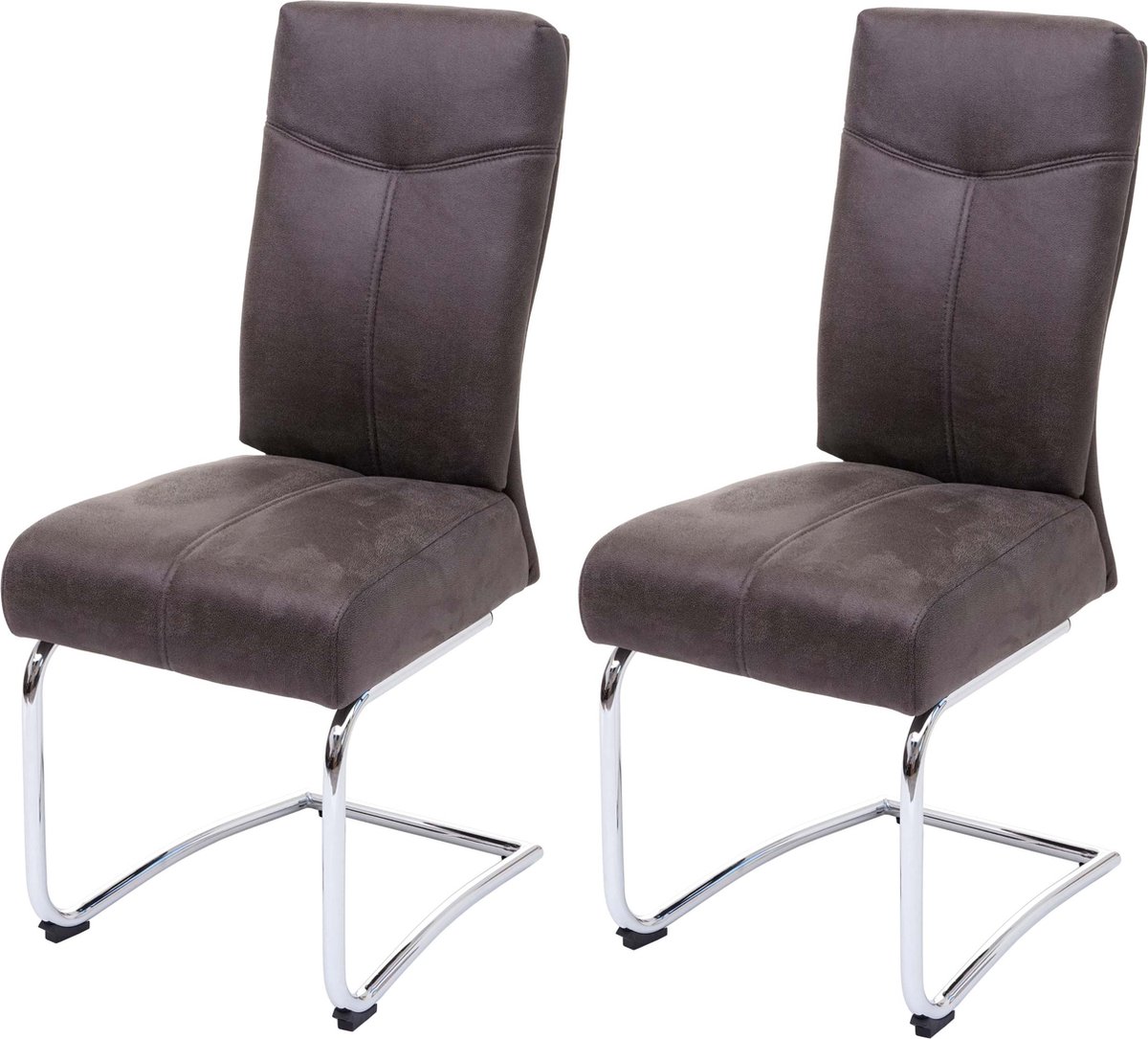 Cosmo Casa 2-Delige set eetkamerstoel - Keukenstoel zwevende stoel - Textiel suede - Look - Grijs