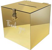 Acryl cadeaukaartenbox voor bruiloft | Wishing Well Wedding Card Box | Geldbox met hartslot | Brievenbus voor gastengeschenken, dank kaarten, felicitaties | Decoratieve brievenbus (goud)