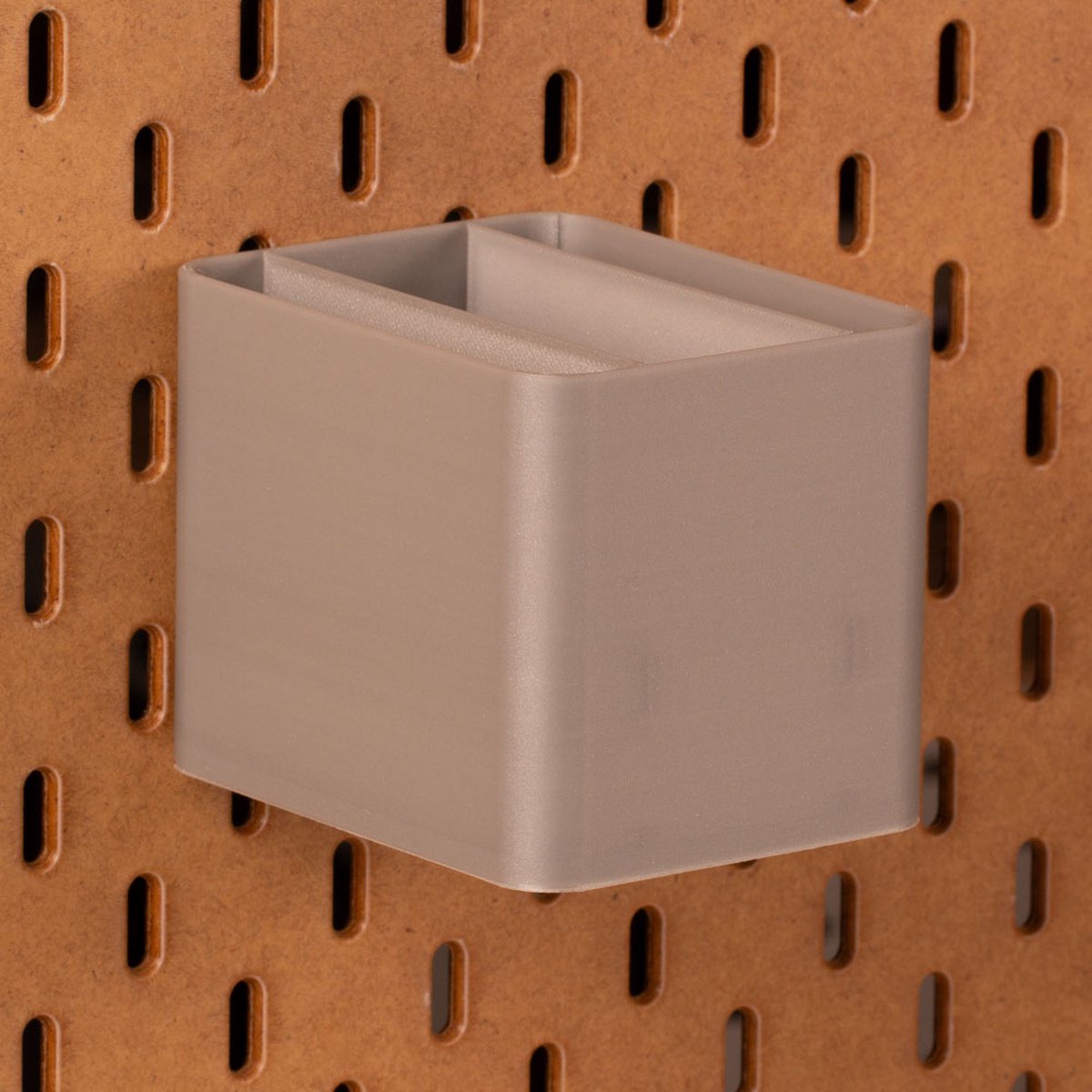 Standaard bakje voor Ikea Skadis pegboard 8x10x8 cm - Zilver - Met tussenschotjes - Opberger