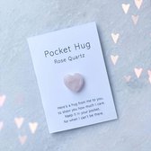 Wenskaart - gelukssteen- wens kaart - pockethug - pocket hug - broekzakknuffel - rose quartz - rozenkwarts - cadeau/kado - brievenbuscadeau - 1 stuk