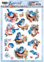 3D Cutting Sheets - Berries Beauties - Happy Blue Birds - Bird's Nest 10 stuks