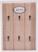 Sleutelhaken van hout, met 6 haken, vintage sleutelplank, wandorganizer, hangende sleutel, wandhaken voor thuis, 20 x 30 cm