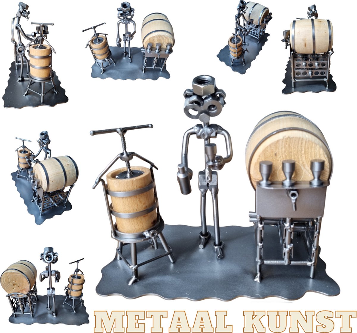 Wijnproeverij-metaal kunst-metaal beeld-wijn-uniek-het best cadeau-sinterklas gift-kerst-geschenk