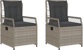 vidaXL - Tuinstoelen - 2 - st - verstelbaar - poly - rattan - lichtgrijs