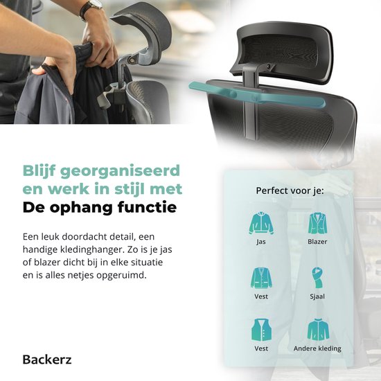 Backerz Mesh Ergonomische Bureaustoel - Bureaustoelen voor Volwassenen tot 150kg - Office Chair NEN-EN1335 - Gamestoel