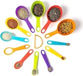 12-delige Maatlepelset voor de Keuken, Maatlepel Doseerlepel voor Koken en Bakken gemaakt van Plastic, Kleurrijk