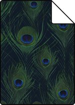 Proefstaal Origin Wallcoverings eco-texture vliesbehang pauwenveren donkerblauw - 347766 - 26,5 x 21 cm