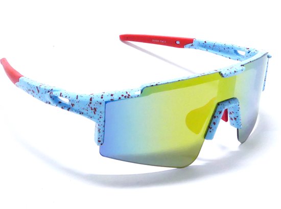 Stelvio Bleu clair- Matt Light Blauw Sportbril met UV400 Bescherming - Unisex & Universeel - Sportbril - Zonnebril voor Heren en Dames - Fietsaccessoires