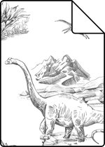 Échantillon de test ESTAhome papier peint dinosaures noir et blanc - 139269 - 26,5 x 21 cm