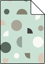 Echantillon ESTAhome papier peint motif graphique vert menthe, rose tendre et blanc - 139279 - 26,5 x 21 cm