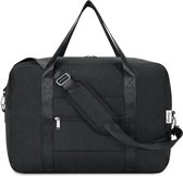 handbagage 45 x 36 x 20 opvouwbare reistas voor onder de stoel, draag- en handtas voor overnachten voor dames en heren, A-zwart, 25L