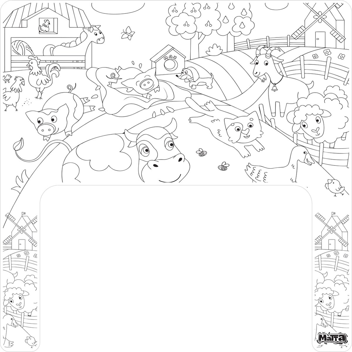 Matta Kids - Boerderij plezier - Herbruikbare Kleurplaat en Veegplacemat voor de Ikea Antilop