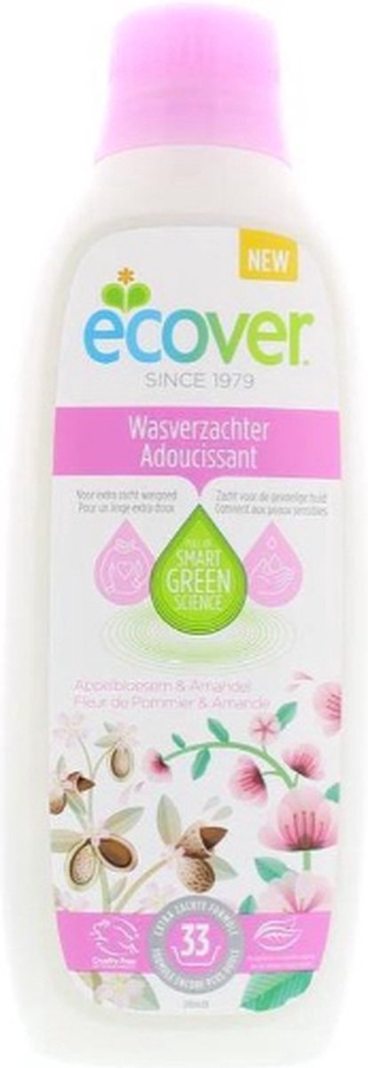 Goedkoopste Ecover Wasverzacht appelbloesem & amandel 6 Liter (6x1 liter) - 198 wasbeurten(6X33wasbeurten