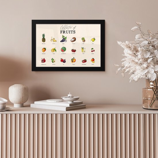 Cadre photo avec poster - Cadre poster 30x20 cm - Posters - Types de fruits - Coloré - Nourriture - Vintage - Photo dans cadre - Décoration murale de Cuisine - Accessoires de décoration Décoration murale - Décoration murale murale - Peintures