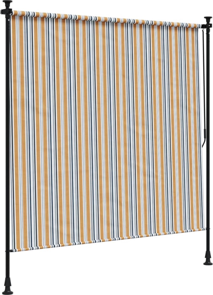 VidaXL Rolgordijn voor buiten 200x270 cm stof en staal geel en wit