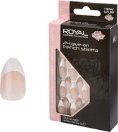 Royal 24 Stiletto Glue-On Nail Tips With Glue French Manicure