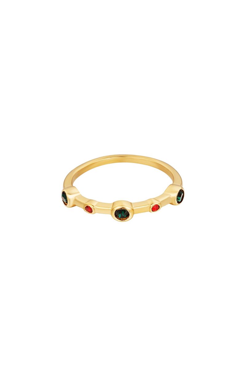 RVS ring met kleine zirkonia steentjes Groen Stainless Steel 16
