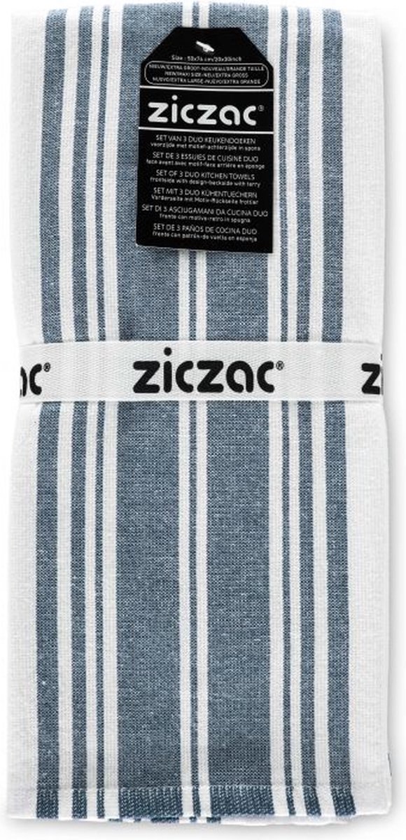 ZICZAC - Theedoek Culinary Duo Stripe - SET/3 - 50x76 cm, blauw
