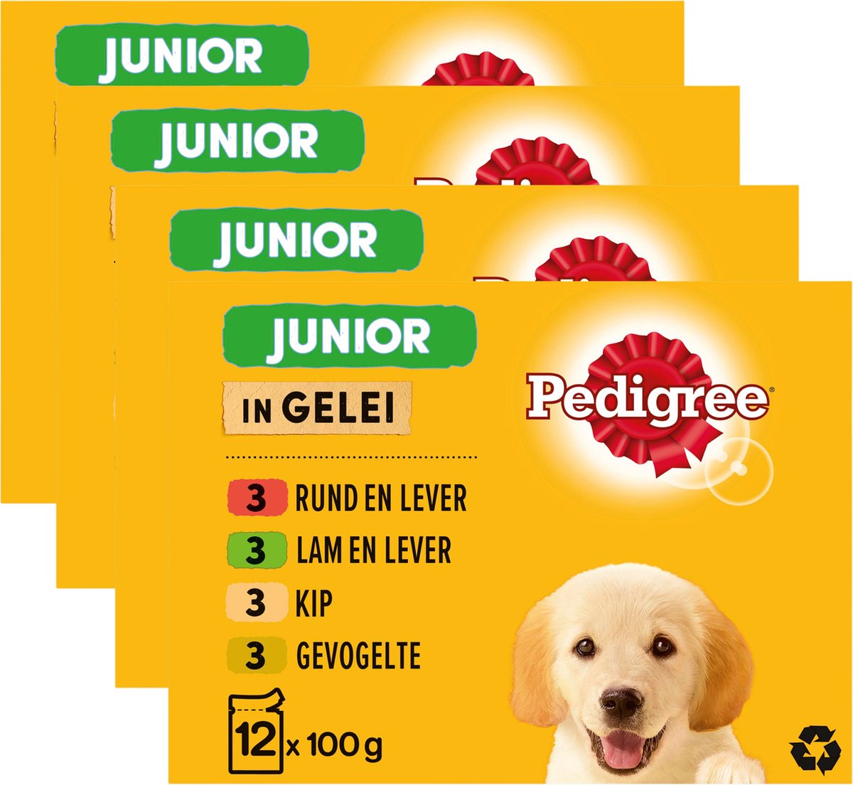 Pedigree Hondenvoer Junior - Mix Selectie in Gelei - Maaltijdzakjes - 48x100g