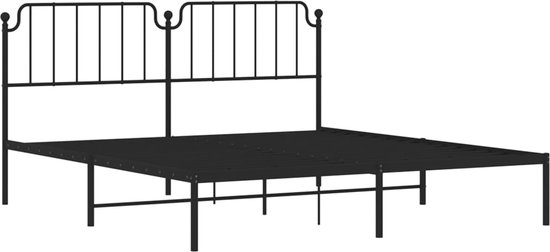 vidaXL - Bedframe - met - hoofdbord - metaal - zwart - 160x200 - cm