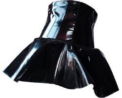 BamBella® - Datex mini Rok - Maat L/XL - zwart Rollenspel sm dames sexy Glans kleding mix van Latex en stof | Datex