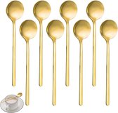 Gouden lepel met ronde kop, 8 stuks koffielepels, gouden roestvrijstalen lepel, 13 cm stalen huishoudlepel, geschikt voor koffie, suiker, dessert, ijs, soep, mokkalepel