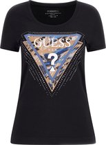 Guess SS CN Leo Triangle Tee Dames T-Shirt - Zwart - Maat L
