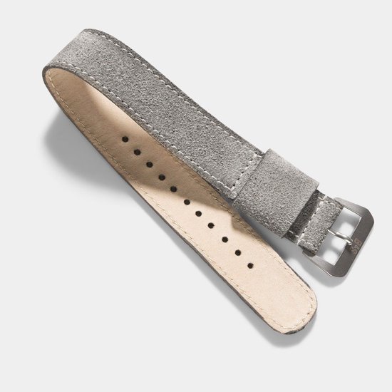 B S Bracelet de Montre en Cuir de Luxe One Piece Nato Rugged Grey 20 mm bol