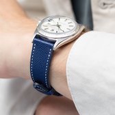 B&S Leren Horlogeband Luxury - Pebbled Dark Blue -20mm