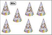 80x Feesthoedje Let`s Party - karton - Verjaardag festival thema feest Party uitdeel fun evenement